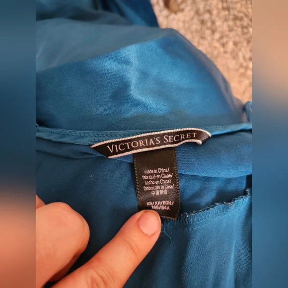 Victoria's Secret Blue Teal Satin Slip Mini Dress Chemise XS - Picture 3 of 11